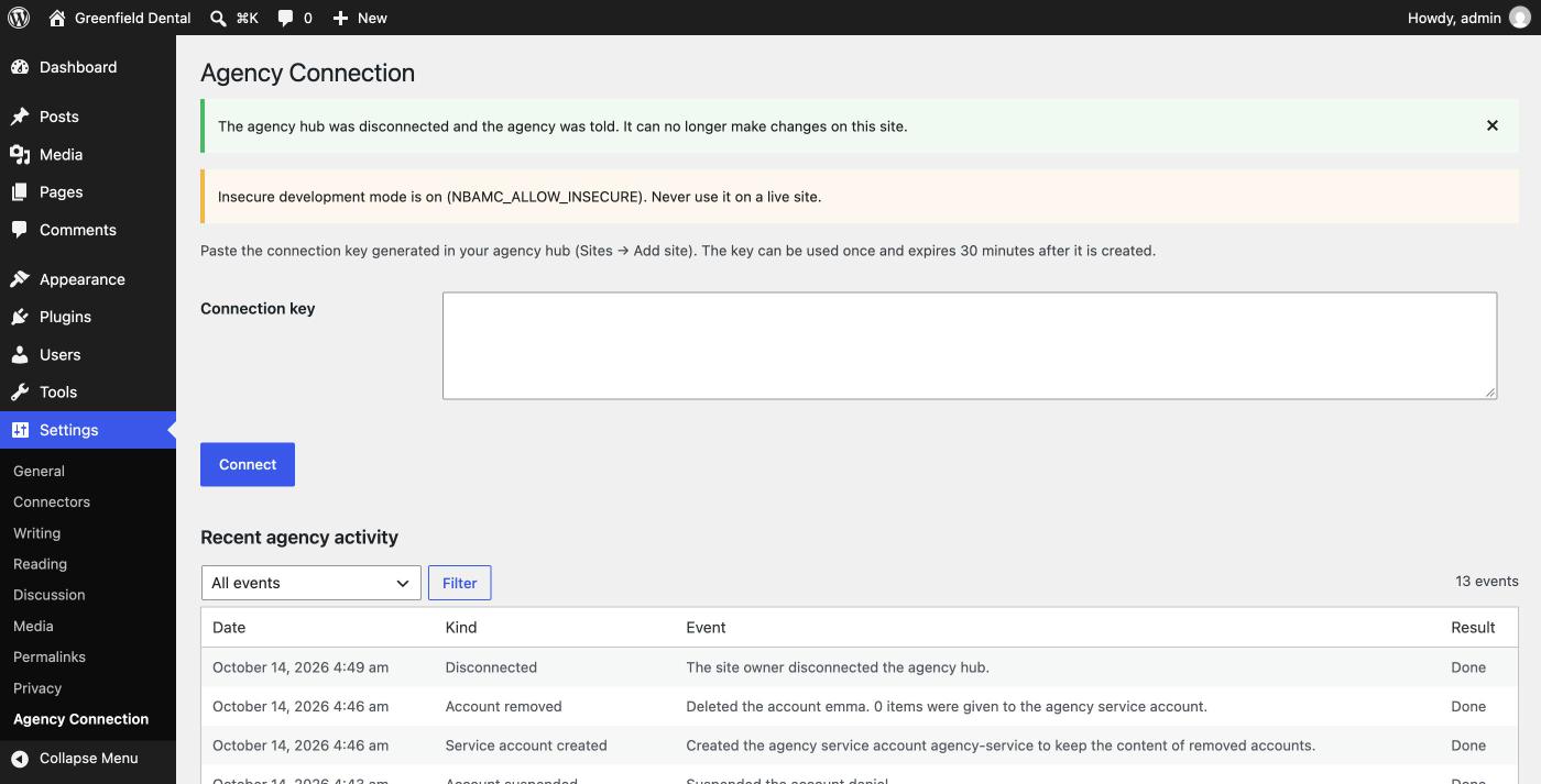 Disconnected by the site owner confirmation