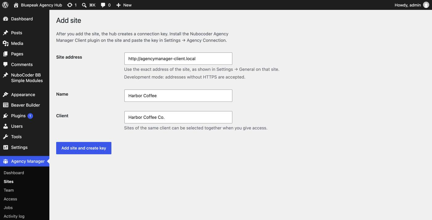 Add site form
