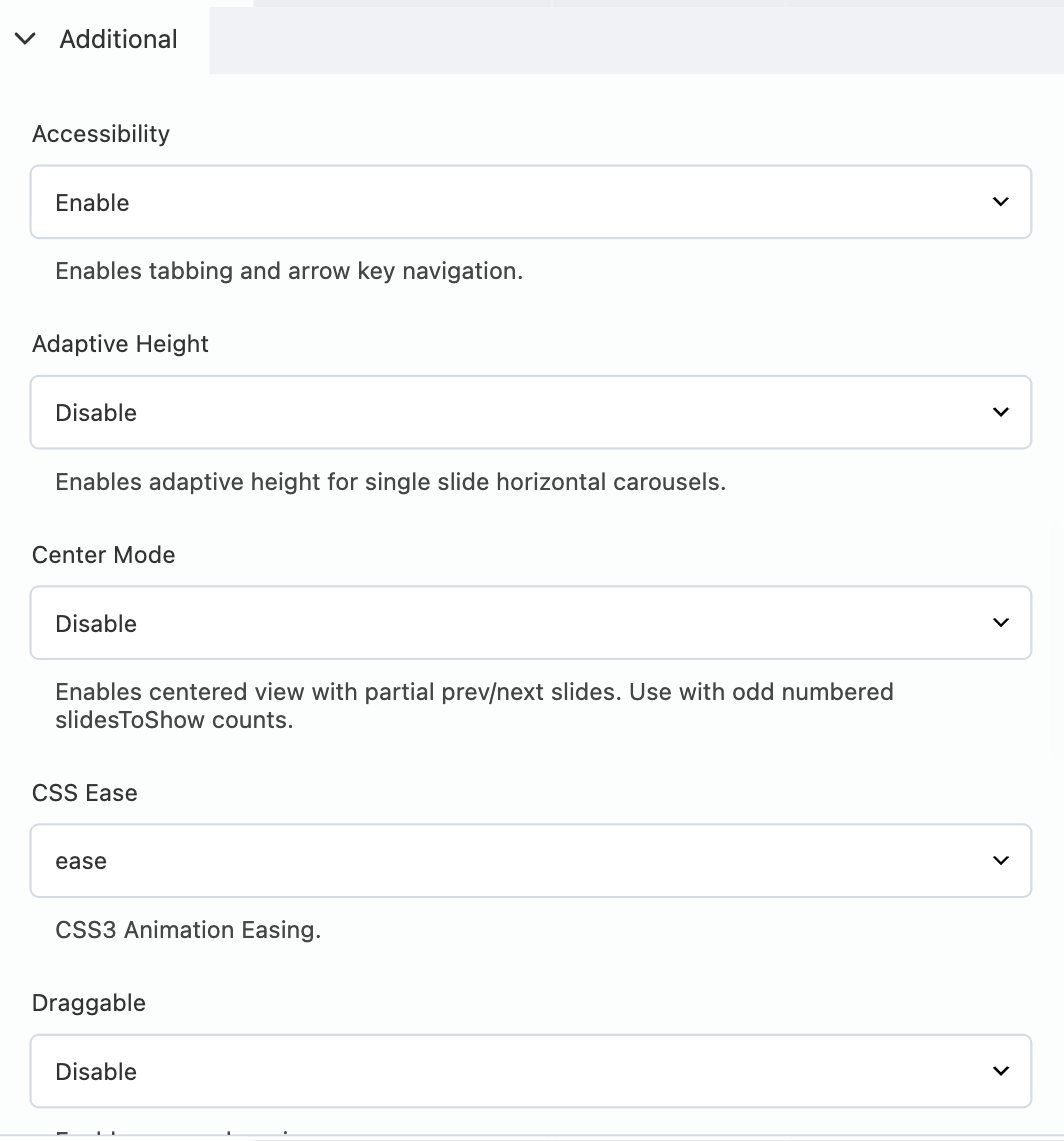 General tab — Additional section
